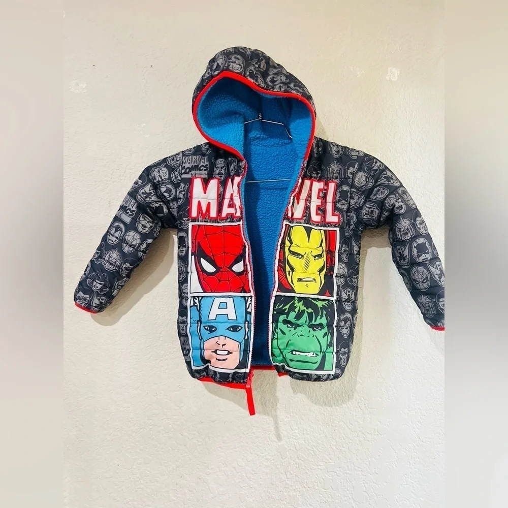 Marvel Character Kids' Reversible Jacket (Marvel/Blue, size 5 good condition